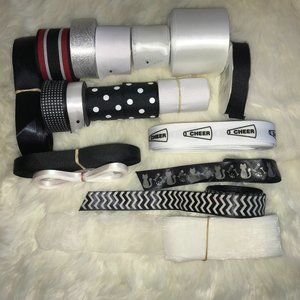 Lot of ribbon - white, black, silver